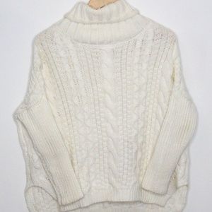White Knit Long Sleeve Pattern Sweater